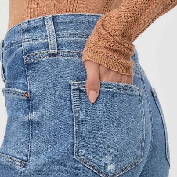 Paige Anessa Sunnie Distressed High Rise Wide Leg Crop Jeans 32 NWT New - Picture 15 of 16